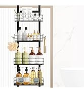 Orimade Adjustable Hanging Over the Shower Door Caddy,Bathroom Organizer Shelf Storage with 4 Hoo...