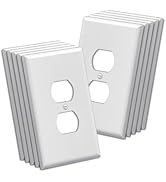 BESTTEN 10 Pack 1-Gang Jumbo Duplex Receptacle Outlet Wall Plate, Over-Size Unbreakable Polycarbo...