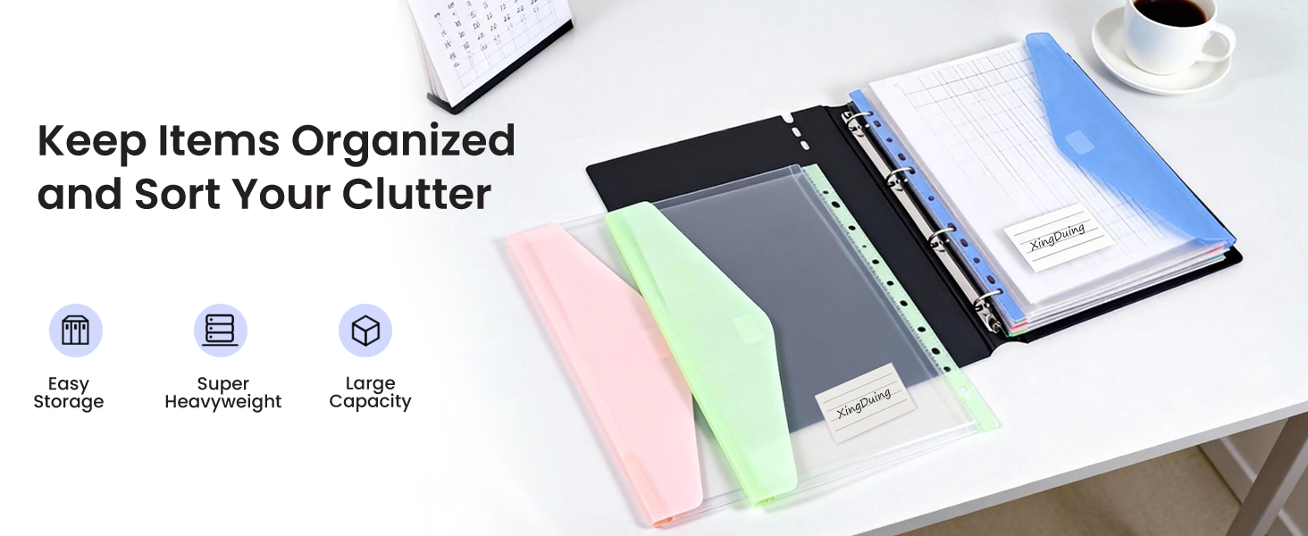 Plastic Envelopes Binder Pocket with Tight Closure