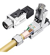 CNCOB RJ45 Connector Toolless Cat8 FTP Reusable Gold Plated Tool Free Connectors Shielded RJ45 Mo...