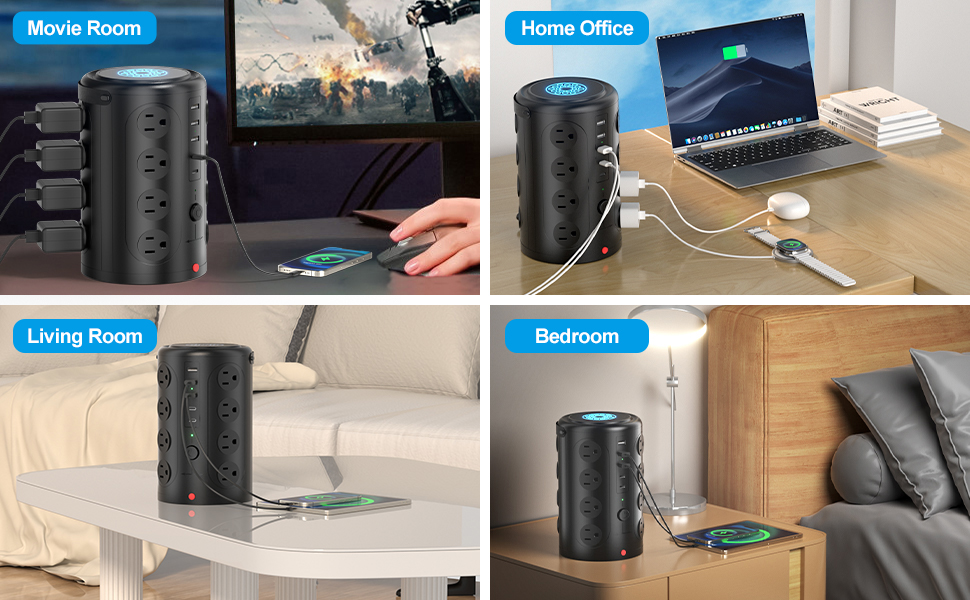 power strips with surge protection outlet tower
