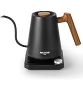 POLIVIAR Electric Gooseneck Kettle, 1350W Electric Tea Kettle Wood Pattern Handle, 34oz Pour Over...