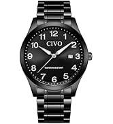 CIVO Easy Read Watches for Men: Waterproof Watch with Clear Blue Dial Silver Stainless Steel - An...