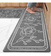ROTTOGOON Kitchen Floor Mat Set of 2, Cushioned Anti Fatigue Mat 17"x47"+17"x29", Non-Slip Waterp...