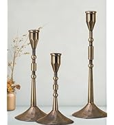 YOUTUOY Vintage Taper Candle Holders Set | Handmade 3-Piece Candlestick Decor for Table Centerpie...