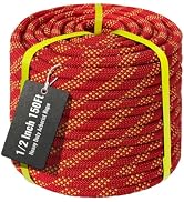 Keepark 1/2Inch Arborist Rope 150Ft - 9000lbs Heavy Duty Nylon Rope Rappelling,Double Braided Arb...