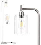 Ziisee Floor Lamps for Living Room - Industrial Standing Lamp with Glass Shade, Modern Floor Lamp...