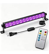 PIZHLO 45W LED Black Light Bar &amp; Remote, Dimmiable Timer Blacklight | 6.6FT Cord+Plug, Glow in Th...