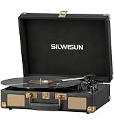 Vinyl Record Player 3 Speed Turntable with Bluetooth, Built in Battery, Portable Suitcase, Built ...
