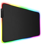 RGB Gaming Mouse Pad, Soft Oversized Glowing Extended LED Keyboard Desk Mat with Durable Stitched...