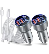 90W Car Charger USB C, [2Pack] Besgoods Dual 45W USB C iPhone 17 Pro Max Fast Charging Cigarette ...