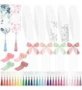 100 Pieces Acrylic Bookmark Blanks, Clear Acrylic Bookmarks with 30 Pieces Tassels and 4 Rolls Ch...