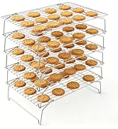LIANYU Cooling Rack 15"x10", 5-Tier Stackable &amp; Collapsible Stainless Steel Baking Wire Racks for...