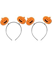 Mobestech 2Pcs Halloween Pumpkin Headband Orange Funny Pumpkin Hat Headpiece Hairband Hair Hoop f...