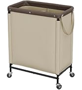 StorageWorks Laundry Hamper 2 Section, 100L Rolling Laundry Sorter Cart with Removable and Washab...