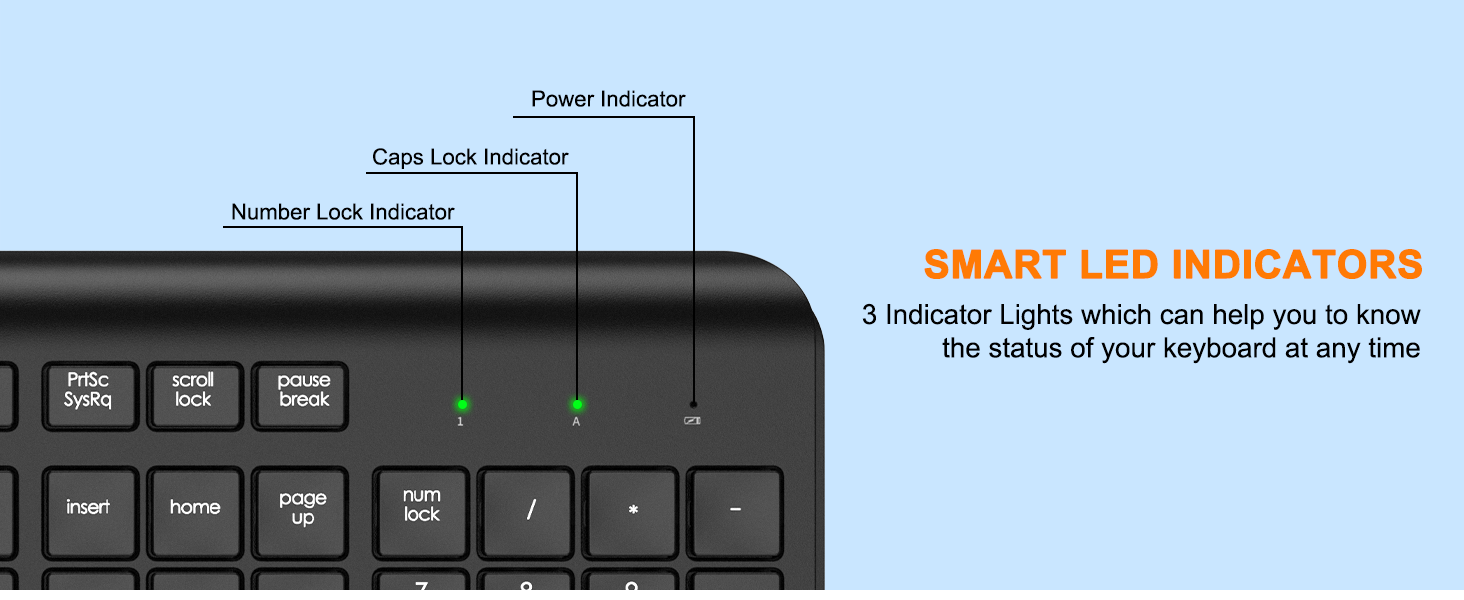 Wireless Keyboard and Mouse Combo, Full-Size Silent Ergonomic Keyboard a