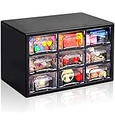 Desk Storage Organizer with 9 Drawers, FODIENS Stackable Desktop Craft Drawer Cabinet, Clear Stor...