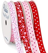 Ribbli Valentine’s Day Ribbon,4 Rolls Grosgrain Ribbon Use for Valentines Day Craft,Gift Wrapping...