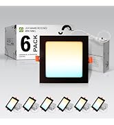 ASD 6 Pack LED Square Recessed Lighting 6 Inch, 5 CCT 2700K-5000K CRI90+, 15W 60W Eqv, Ultra Thin...