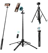 ULANZI Extendable 60" Magnetic Phone Tripod for iPhone with Remote, Portable iPhone Tripod, Black