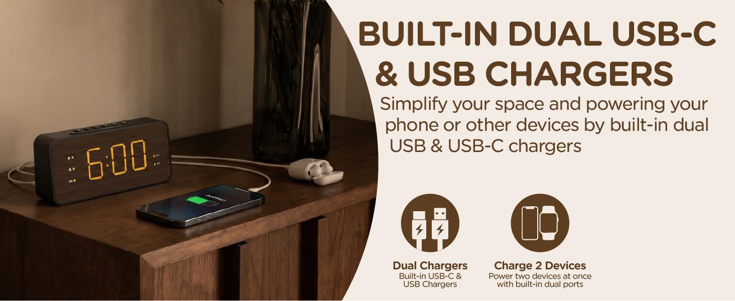 alarm clock with USB charging
