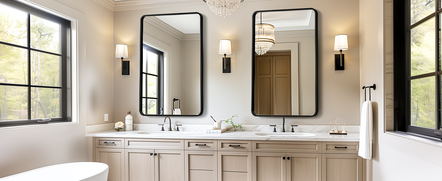 black bathroom mirrors