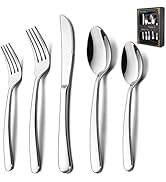 40-Piece Heavy Duty Silverware Set, HaWare Stainless Steel Solid Flatware Cutlery for 8, Modern &amp;...