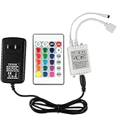 GALYGG 24 Key IR Remote Controller Wireless, Rectifier Control Box, DC 12V 2A Power Supply Plug A...
