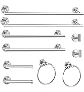 Cilee 10 Piece Brushed Nickel Bathroom Hardware Set, 24 inch Brushed Nickel Towel bar Towel Ring ...