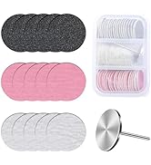 HSKAI 60 Pcs Replacement Sandpaper Discs with 25mm Metal Nail Drill Bit, 80 Coarse 120 Medium 180...