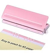 WORKLION Adjustable 6 Hole Punch: Metal Six Hole Puncher for Planners and 6-Ring Binders with 6 S...