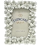 Evenchae 2x3 Ivory Mini Picture Frame for Desk - Flowers + Rhinestones | Holds Cut to Size 2" x 3...