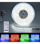 FOSUO RGBW Smart IC Cool White 6000K 24V COB LED Strip 16.4ft WS2811 Addressable Color Changing M...