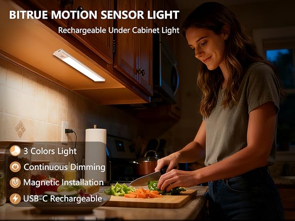 BITRUE MOTION SENSOR LIGHT Rechargeable Under Cabinet Light
