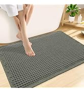 Smiry Waffle Bath Mat 30X20, Extra Soft Absorbent Bathroom Rugs, Green | Non Slip Machine Washabl...