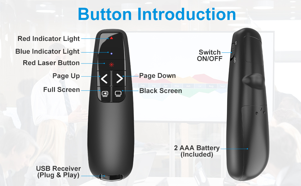 wireless presenter remote with laser pointer