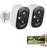 Security Cameras Wireless Outdoor, 2K Battery Powered WiFi Wireless Security Camera Outdoor, AI M...