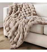 Electric Heated Blanket for Girls &amp; Women, Soft &amp; Luxurious, Faux Rabbit Fur Heating Throw Blanke...