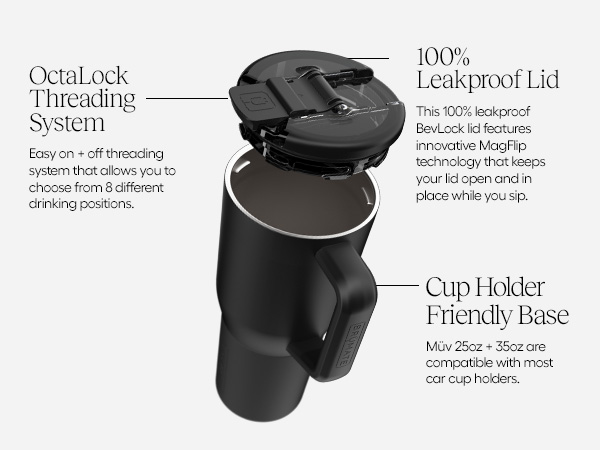 Leakproof Lid, Octalock Technology, Spill-proof seal brumate drink cup with handle tumbler