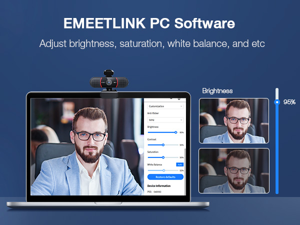 webcam for pc 4k with EMEETLINK Adjustment