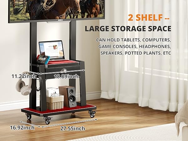 2 shelf larger storage space
