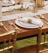WDF Partyware 350Piece Gold Dinnerware Set for 50 Guests - Gold Plastic Plates with Disposable Cu...