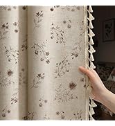 XOGUIBO Boho Floral Spring 100% Blackout Curtains 84 Inch Length 2 Panels Set, Linen Texture Farm...