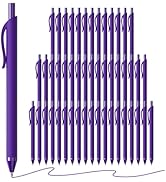 InkSlick 50 Pack Purple Ink Pens - Bulk Pens, 1.0MM Medium Point Ballpoint Pens, Smooth Writing N...