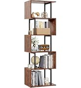 Furologee 6 Tier Bookshelf, Tall S Shaped Geometric Bookcase, Modern Display Book Shelf Standing ...
