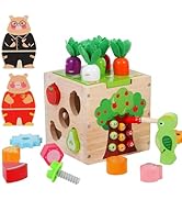 Qinkada Wooden Garden Toy, Toddler Montessori Toys for Baby Boys Girls, Wood Preschool Learning F...