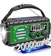 Aivica SW/NOAA/AM/FM Eergency Radio,20000mAh/74000mWh Weather Radio, Solar Hand Crank Radio,Bater...