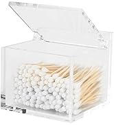 Dealpoli Qtip Holder with Lid Cotton Balls Swab Organizer Acrylic Cotton Square Pads Holder Makeu...