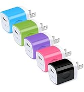 Wall Charger Block, Hootek USB Plug 5Pack 1A/5V Single Port Wall Charger Box Charging Cube Brick ...