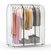 Zilink 50'' Clear Garment Rack Cover Dustproof Clothes Rack Cover Clear Garment Bags Waterproof W...